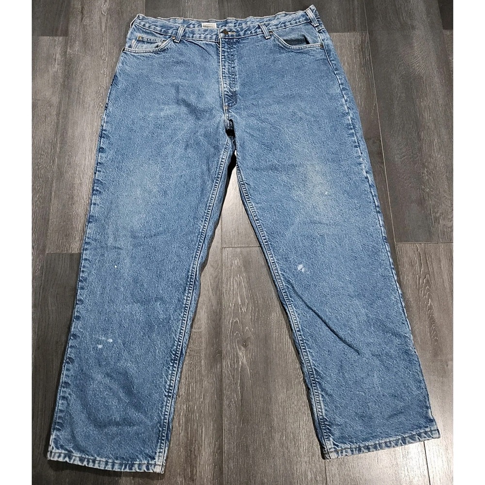 Carhartt B172 DST Flannel Plaid Lined Jeans Mens 40x32 Relaxed Fit Blue Workwear